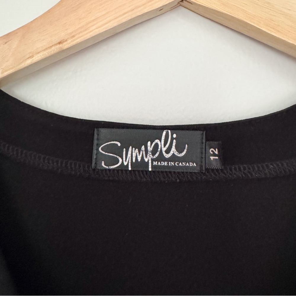 Sympli Black Duo Diva Tunic Top Buttons V Neck Blouse Flowy Comfortable Size 12 - Picture 3 of 10